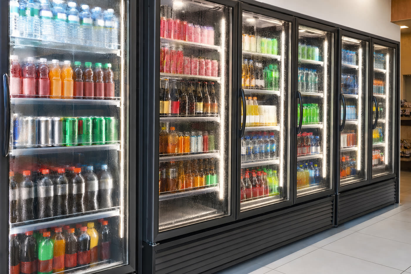 Cervejeiras e expositores refrigerados com porta de vidro